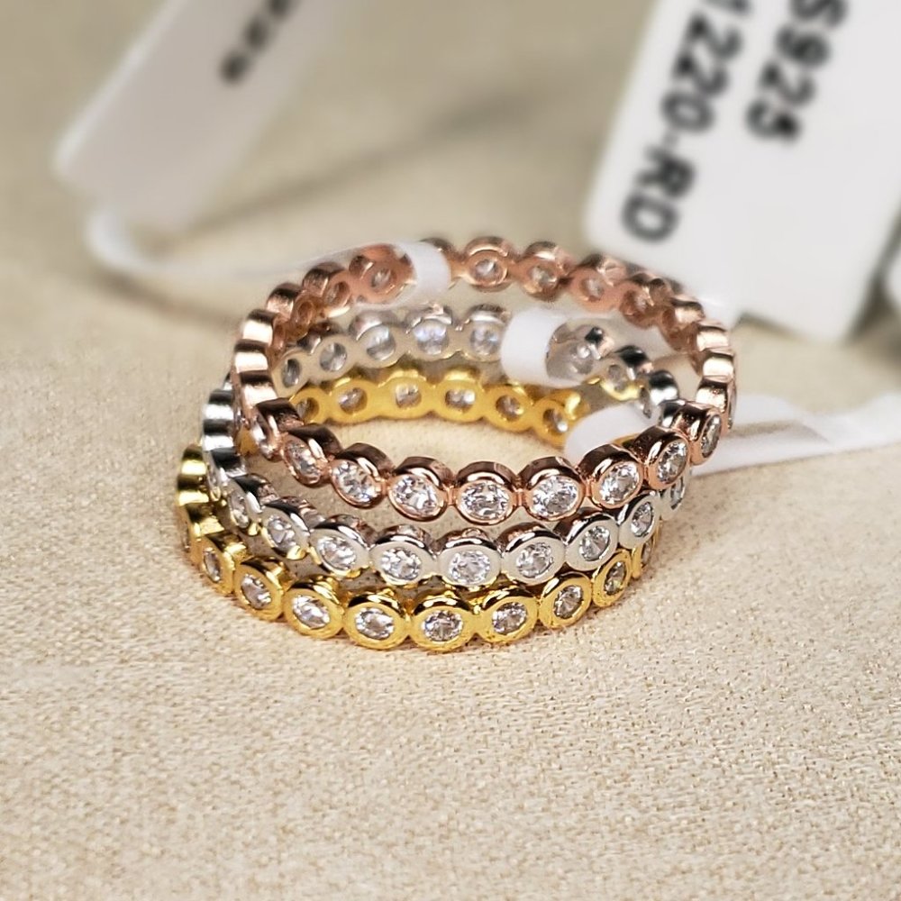 3 PCS 18K Gold Plated Sterling Silver Stackable Rings